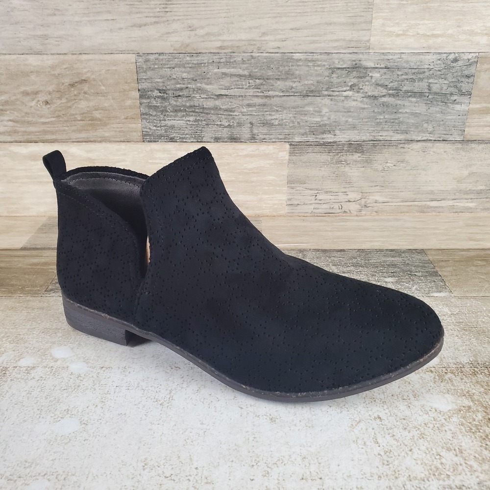 Dr Scholls Rate Womens Bootie Sz 9 M Black Cut-Out Round Toe Slip On‎ Ankle Boot
